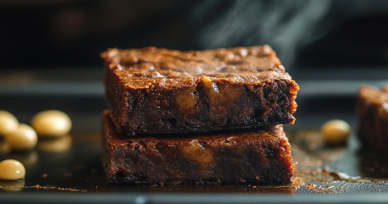 A plate of rich, gooey protein brownies made with almond flour and chocolate chips, perfect for a healthy dessert